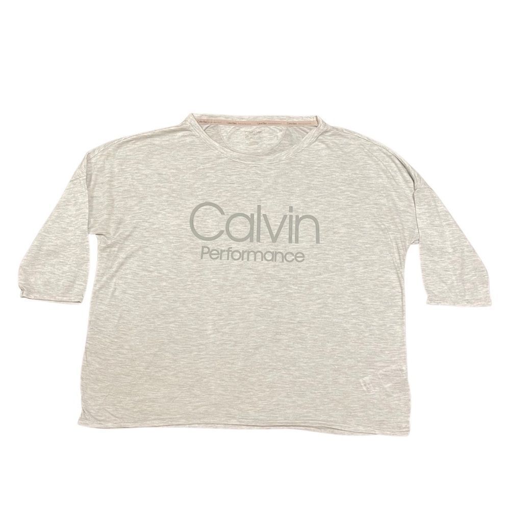 Calvin Klein Performance Cropped Logo Top Light Gray Medium